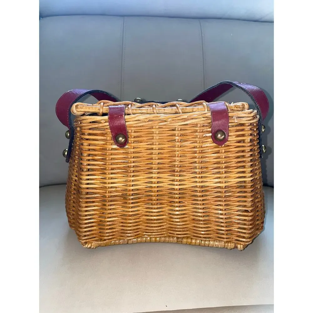 Vintage Etienne Aigner Wicker Fishing Creel Style 1950s–1960s MCM Purse - READ - Picture 11 of 16